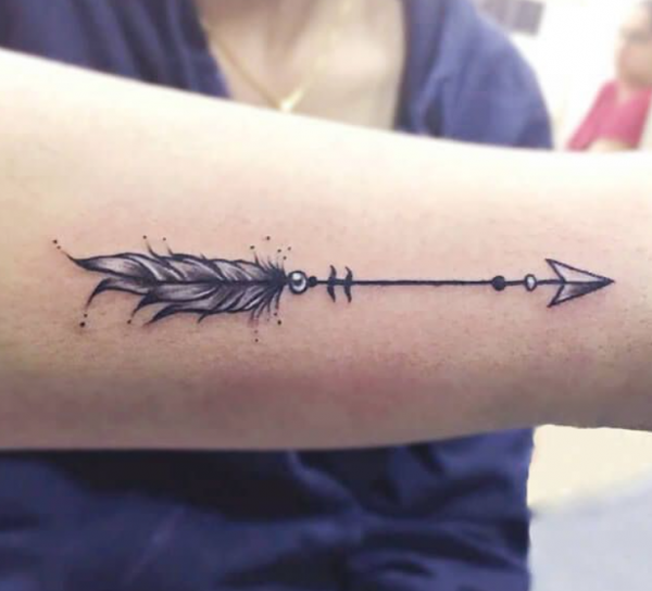 Tanda anak panah sederhana di pergelangan tangan